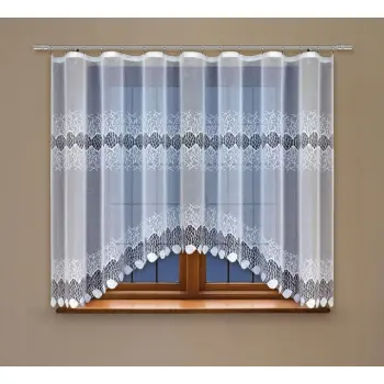 Firanka biała z taśmą żakardowa 160x300cm