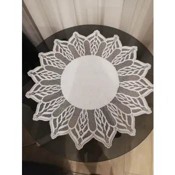 Serwetka okrągła biała żakardowa śr.70CM