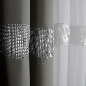 ZASŁONA Z CYRKONIAMI SZARA 250X145CM LEN-KOLP2-25