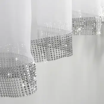 Firana woalowa z cyrkoniami 150x400cm biała L236