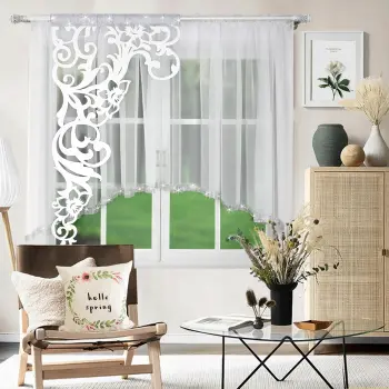 Biała firanka woalowa + panel i cyrkonie 145x400cm