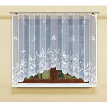 BIAŁA FIRANKA ŻAKARDOWA Z TAŚMĄ 140x450cm