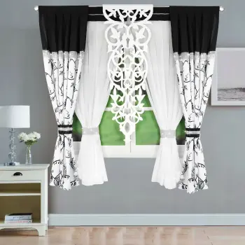 Komplet firana+ zasłony,woal,cyrkonie 180x400 L361