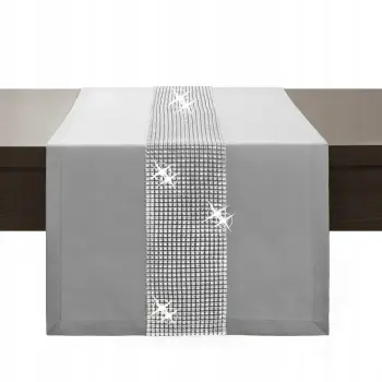Bieżnik z cyrkoniami w kolorze różowym 40x140cm