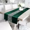 Bieżnik z cyrkoniami w kolorze zielonym 40x140cm