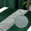 Bieżnik z cyrkoniami w kolorze zielonym 40x140cm