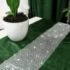 Bieżnik z cyrkoniami w kolorze zielonym 40x140cm
