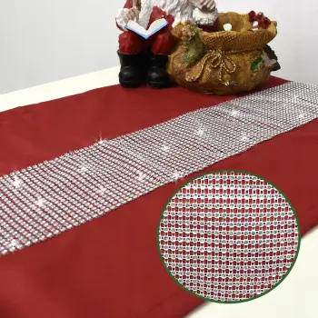 Bieżnik z cyrkoniami w kolorze zielonym 40x140cm
