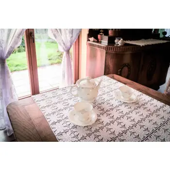 Obrus żakardowy metraż kremowy 34070 szer.155