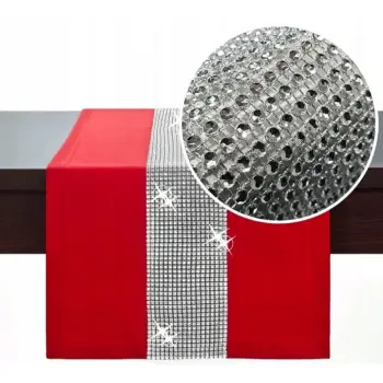 Bieżnik z cyrkoniami szary cyrkonie 40x140cm