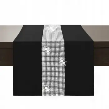 Bieżnik z cyrkoniami szary cyrkonie 40x140cm
