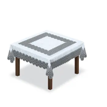 Obrus kwadratowy biały szary żakard 120x120 24900