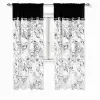 Zasłona boho kwiaty biała czarna 250x145cm