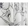 Zasłona boho kwiaty biała czarna 250x145cm