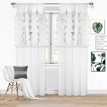 Firana biała woal falbany cyrkonie taśma 250x145cm
