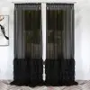 Firana woal czarna DOLLY falbany taśma 250x145cm