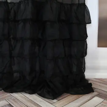 Firana woal czarna DOLLY falbany taśma 250x145cm