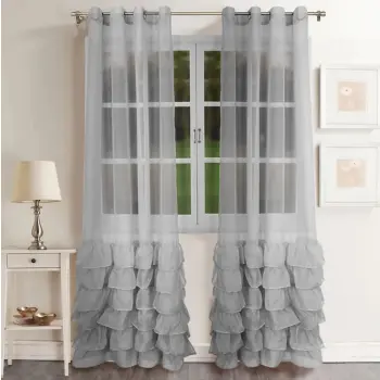 Firana woal szara przelotki DOLLY falbany 250x145