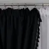 Komplet z frędzelkami firana biała BOHO czarny