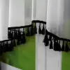 Komplet z frędzelkami firana biała BOHO czarny