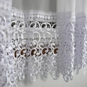Firana biała taśma woal gipiura kokony 160x400cm