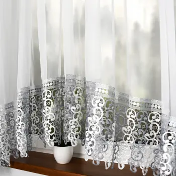 Firana biała taśma woal gipiura 180x400cm