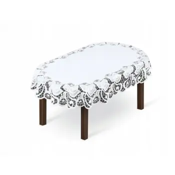 Obrus owalny biały żakardowy 100x150 150x100