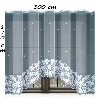 Firanka gotowa krótka biała żakardowa 120x400cm