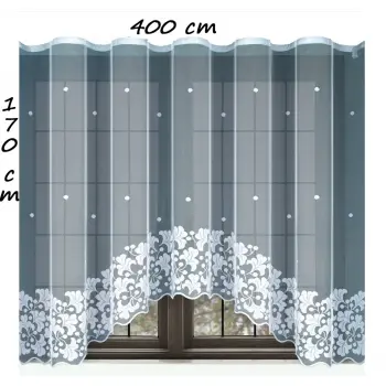 Firanka gotowa krótka biała żakardowa 120x400cm
