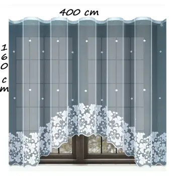 Firanka gotowa krótka biała żakardowa 170x400cm