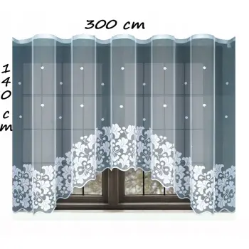 Firanka gotowa krótka biała żakardowa 170x400cm
