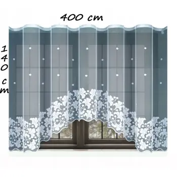 Firanka gotowa krótka biała żakardowa 170x400cm