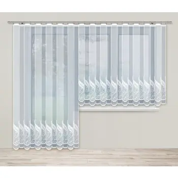 Firanka gotowa długa biała żakardowa 230x200cm