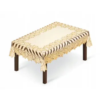 Obrus krem złoto prostokątny żakardowy 100x150cm