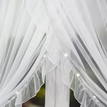 Krótka firanka falbana cyrkonie biała 160x400