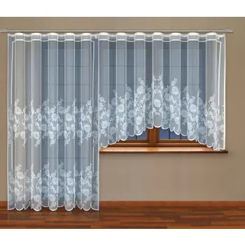 BIAŁA FIRANKA Z TAŚMĄ gotowa żakardowa 250x200cm