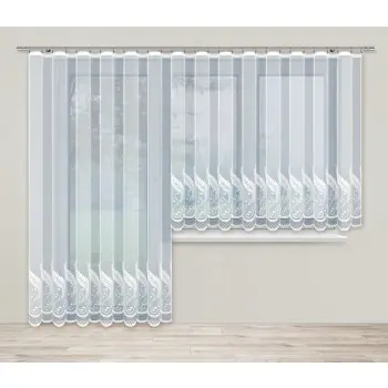 Firanka gotowa długa biała żakard 230x200cm outlet