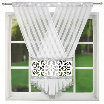 Panel dekoracyjny biały woal filc 160x120 cyrkonie