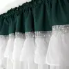Firana woal falbana cyrkonie 150x400 biała zielona