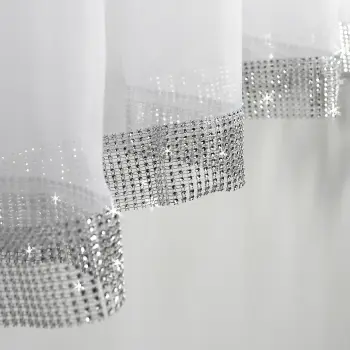 Firana woalowa z cyrkoniami 150x500cm biała łuk