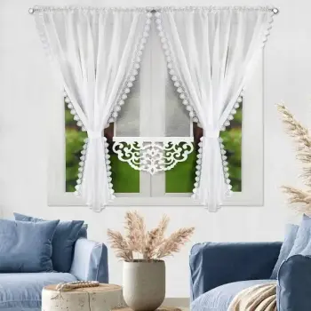 Firana gotowa sable z gipiurą 8cm i panelem ażurowym 160x150