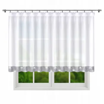 Firana woalowa z cyrkoniami 120x300 biała prosta gotowa