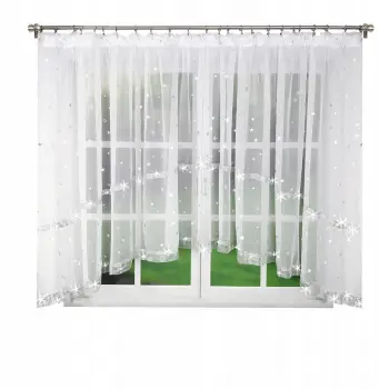 Firana biała woal 150x300 krótka gwiazdki święta