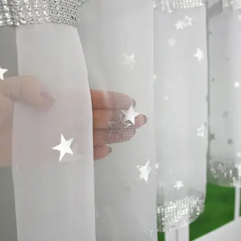 Firana biała woal 150x300 krótka gwiazdki święta