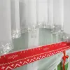 Firanka biała czerwona woal renifery 120x400 święta