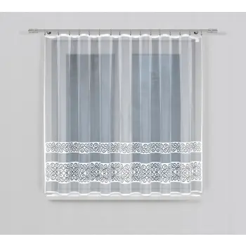 Biała firanka krótka żakardowa taśma gotowa 140x300cm