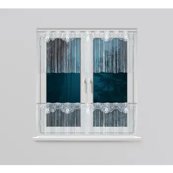 Biała firanka krótka żakardowa oczka gotowa 60x150cm