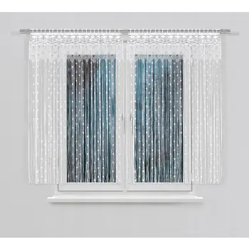 Biała firanka krótka żakardowa oczka gotowa makaron 160x150cm