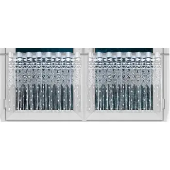 Biała firanka krótka żakardowa oczka gotowa makaron 60x150cm