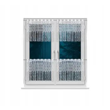 Biała firanka krótka żakardowa oczka gotowa makaron 60x150cm